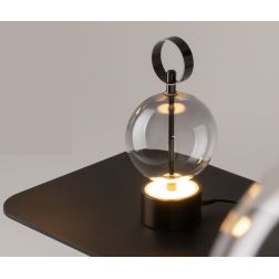 DOUBLE MOON PICCOLO LUMETTO CON BATTERIA RICARICABILE LED 3W LUCE 3000K DIMMERABILE NERA FUME 2