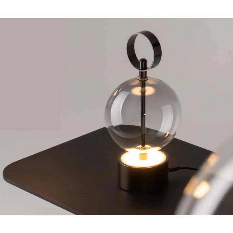 DOUBLE MOON PICCOLO LUMETTO CON BATTERIA RICARICABILE LED 3W LUCE 3000K DIMMERABILE NERA FUME