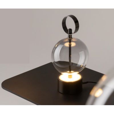 DOUBLE MOON PICCOLO LUMETTO CON BATTERIA RICARICABILE LED 3W LUCE 3000K DIMMERABILE NERA FUME