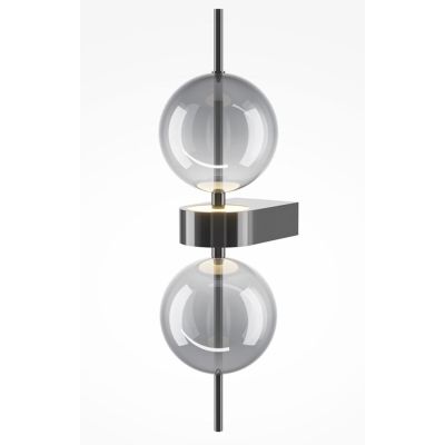DOUBLE MOON APPLIQUE 2 LUCI CON SFERE FUME E BASE MAGNETICA NERA LED 8W LUCE 3000K DESIGN MODERNO