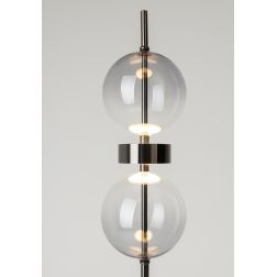 DOUBLE MOON PIANTANA  A 2 LUCI NERA CON SFERE FUME LED 15W LUCE 3000K DIMMERABILE DESIGN MODERNO 2