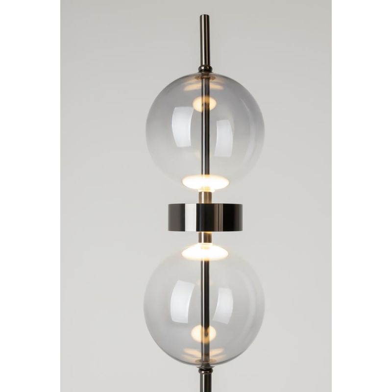 DOUBLE MOON PIANTANA  A 2 LUCI NERA CON SFERE FUME LED 15W LUCE 3000K DIMMERABILE DESIGN MODERNO