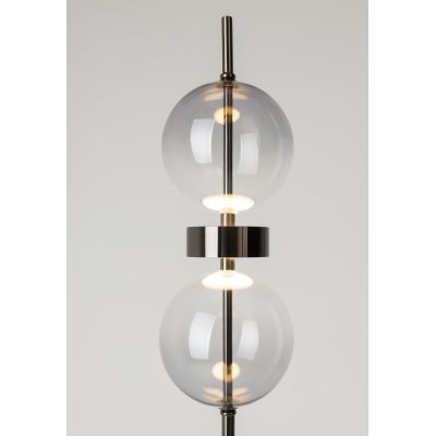 DOUBLE MOON PIANTANA  A 2 LUCI NERA CON SFERE FUME LED 15W LUCE 3000K DIMMERABILE DESIGN MODERNO