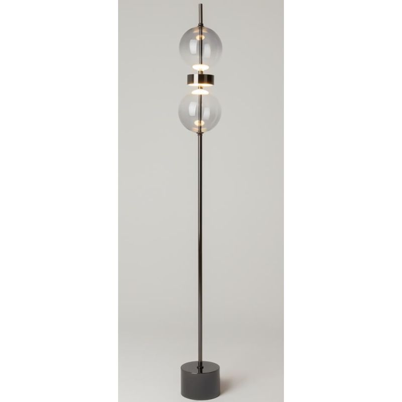 DOUBLE MOON PIANTANA  A 2 LUCI NERA CON SFERE FUME LED 15W LUCE 3000K DIMMERABILE DESIGN MODERNO