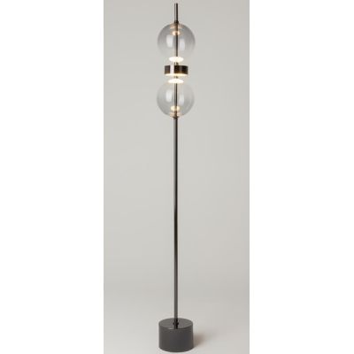 DOUBLE MOON PIANTANA  A 2 LUCI NERA CON SFERE FUME LED 15W LUCE 3000K DIMMERABILE DESIGN MODERNO