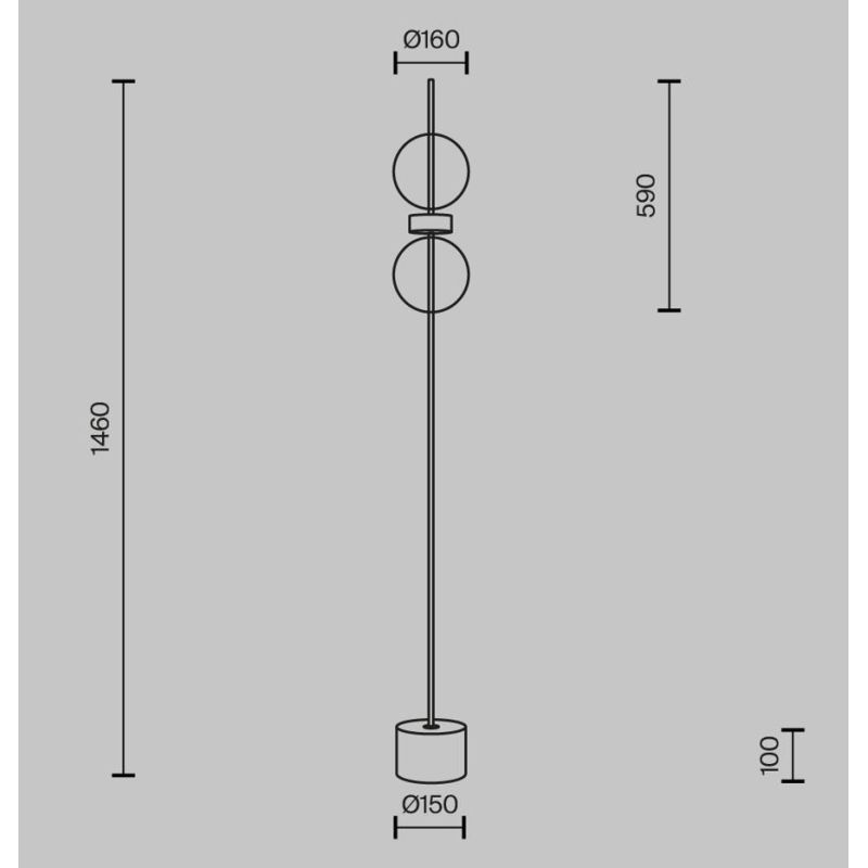DOUBLE MOON PIANTANA  A 2 LUCI NERA CON SFERE FUME LED 15W LUCE 3000K DIMMERABILE DESIGN MODERNO