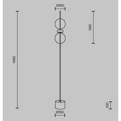 DOUBLE MOON PIANTANA  A 2 LUCI NERA CON SFERE FUME LED 15W LUCE 3000K DIMMERABILE DESIGN MODERNO