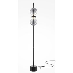 DOUBLE MOON PIANTANA  A 2 LUCI NERA CON SFERE FUME LED 15W LUCE 3000K DIMMERABILE DESIGN MODERNO