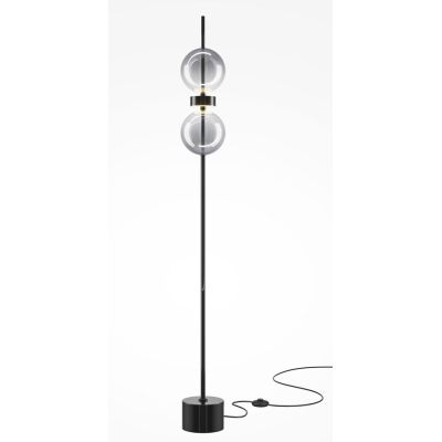 DOUBLE MOON PIANTANA  A 2 LUCI NERA CON SFERE FUME LED 15W LUCE 3000K DIMMERABILE DESIGN MODERNO