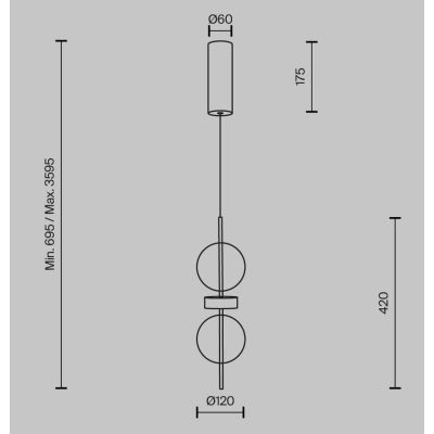 DOUBLE MOON SOSPENSIONE CON 2 SFERE IN VETRO FUME LED 8W LUCE 3000K DESIGN MODERNO