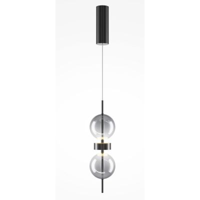 DOUBLE MOON SOSPENSIONE CON 2 SFERE IN VETRO FUME LED 8W LUCE 3000K DESIGN MODERNO