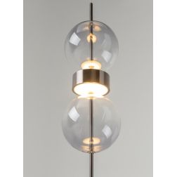 DOUBLE MOON SOSPENSIONE CON 2 SFERE IN VETRO FUME LED 8W LUCE 3000K DESIGN MODERNO 2