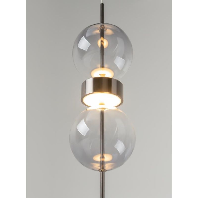 DOUBLE MOON SOSPENSIONE CON 2 SFERE IN VETRO FUME LED 8W LUCE 3000K DESIGN MODERNO