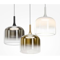 SPIRITO SOSPENSIONE SINGOLA D26 CM IN VETRO SFUMATO 3 COLORI LED 12W LUCE 3000K DESIGN MODERNO