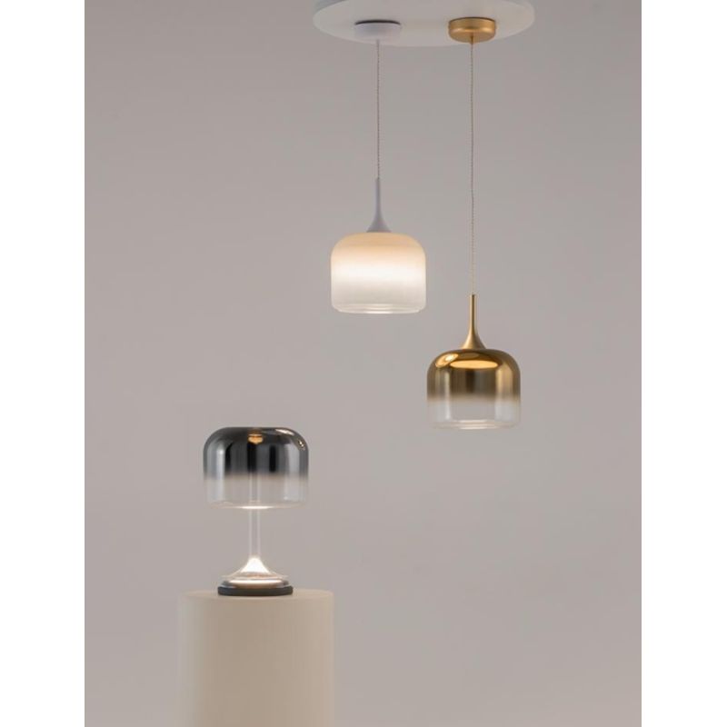 SPIRITO SOSPENSIONE SINGOLA D26 CM IN VETRO SFUMATO 3 COLORI LED 12W LUCE 3000K DESIGN MODERNO