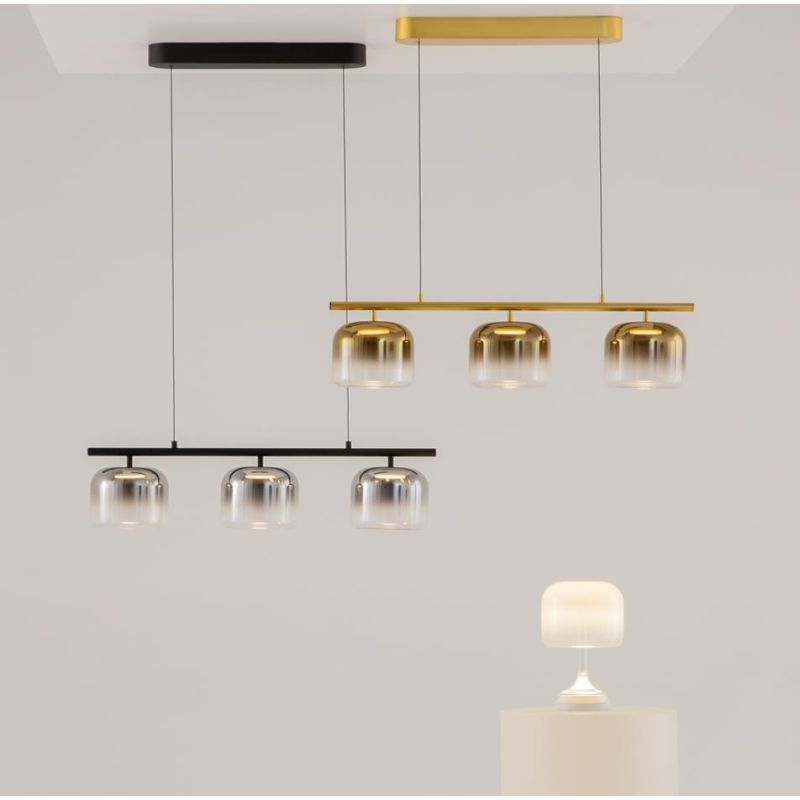 SPIRITO SOSPENSIONE A 3 SINGOLA CON DIFFUSORI IN VETRO SFUMATO 3 COLORI LED 14W LUCE 3000K DIMMERABILE
