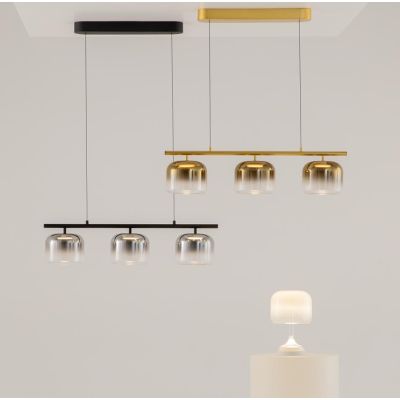 SPIRITO SOSPENSIONE A 3 SINGOLA CON DIFFUSORI IN VETRO SFUMATO 3 COLORI LED 14W LUCE 3000K DIMMERABILE