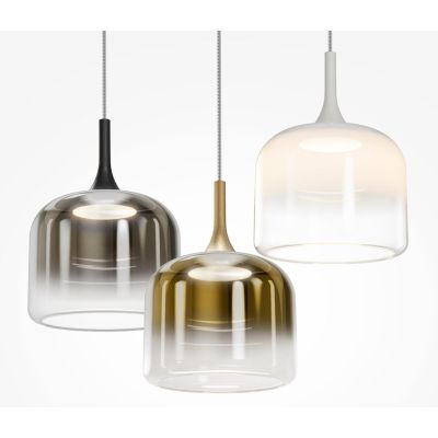 SPIRITO SOSPENSIONE A 3 SINGOLA CON DIFFUSORI IN VETRO SFUMATO 3 COLORI LED 14W LUCE 3000K DIMMERABILE