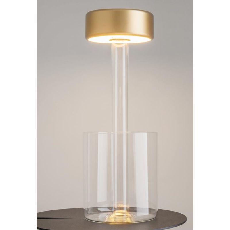 AI COLLABORATION LUMETTO IN VETRO E METALLO CON BATTERIA RICARICABILE LED 3W TOUCH DIMMER 4 COLORI