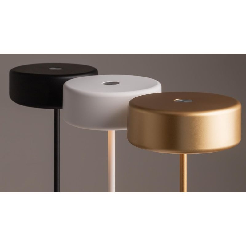 AI COLLABORATION LUMETTO IN METALLO 3 COLORI CON BATTERIA RICARICABILE LED 3W TOUCH DIMMER