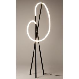 CROCHET LAMPADA DA TERRA A LED 36W NERA O OTTONE H160 CM LUCE 3000K DIMMERABILE DESIGN MODERNO 2