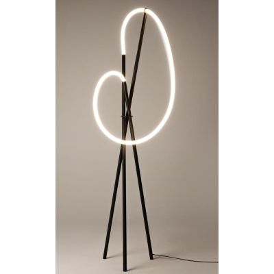 CROCHET LAMPADA DA TERRA A LED 36W NERA O OTTONE H160 CM LUCE 3000K DIMMERABILE DESIGN MODERNO