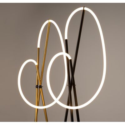 CROCHET LAMPADA DA TERRA A LED 36W NERA O OTTONE H160 CM LUCE 3000K DIMMERABILE DESIGN MODERNO