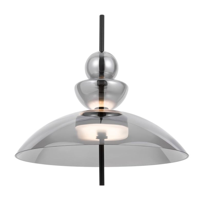 BANGKOK SOSPENSIONE MODERNA D40 CM LED 12W LUCE 3000K METALLO NERO E DIFFUSORE VETRO IN 4 COLORI