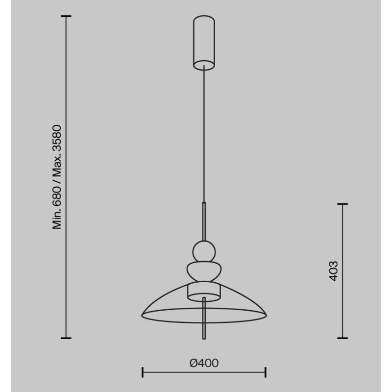 BANGKOK SOSPENSIONE MODERNA D40 CM LED 12W LUCE 3000K METALLO NERO E DIFFUSORE VETRO IN 4 COLORI