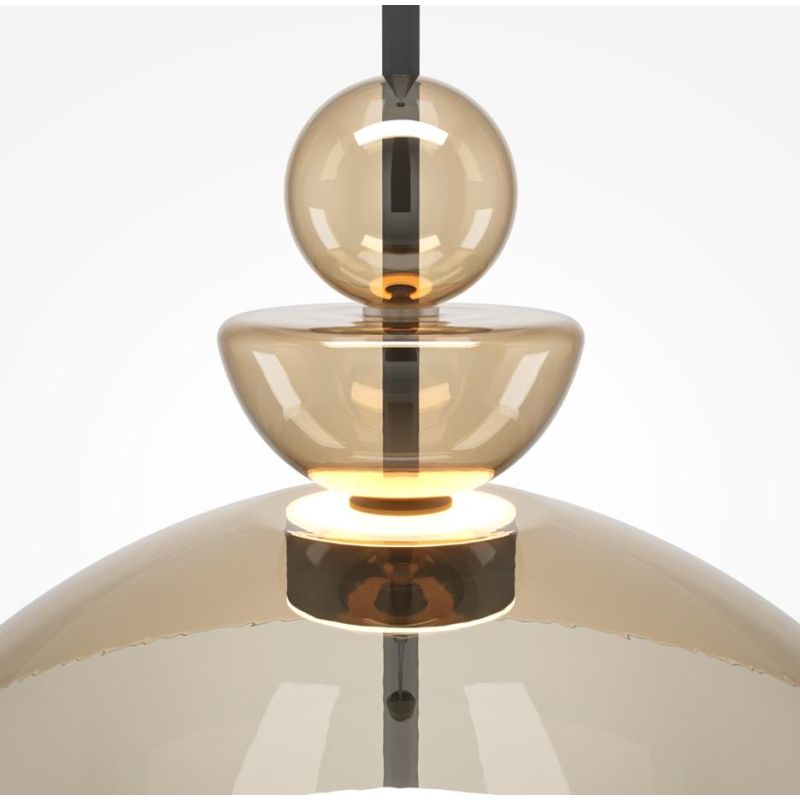 BANGKOK SOSPENSIONE MODERNA D40 CM LED 12W LUCE 3000K METALLO NERO E DIFFUSORE VETRO IN 4 COLORI