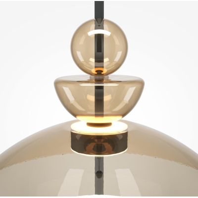 BANGKOK SOSPENSIONE MODERNA D40 CM LED 12W LUCE 3000K METALLO NERO E DIFFUSORE VETRO IN 4 COLORI