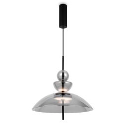 BANGKOK SOSPENSIONE MODERNA D40 CM LED 12W LUCE 3000K METALLO NERO E DIFFUSORE VETRO IN 4 COLORI 2