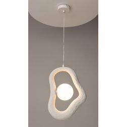 OPUS SOSPENSIONE SINGOLA GRIGIA O BIANCA IN POLIRESINA POROSA LAMPADINA ATTACCO G9 DESIGN MODERNO 2