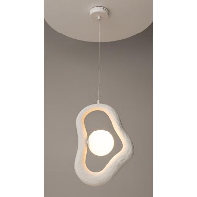 OPUS SOSPENSIONE SINGOLA GRIGIA O BIANCA IN POLIRESINA POROSA LAMPADINA ATTACCO G9 DESIGN MODERNO