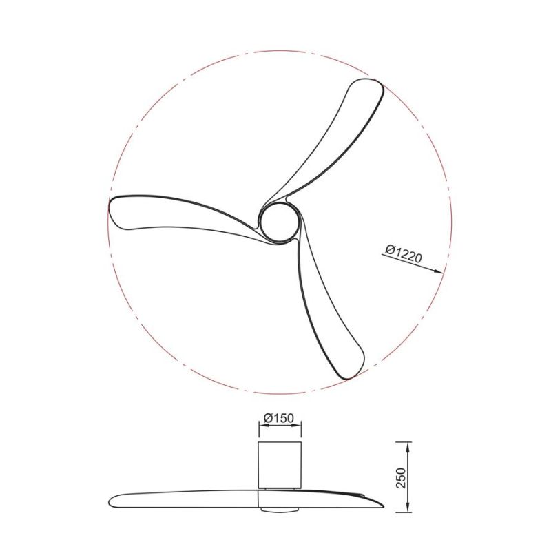 NEMO II VENTILATORE A 3 PALE D122 CM LED 19W LUCE DIMMERABILE 4 COLORI TELECOMANDO INCLUSO
