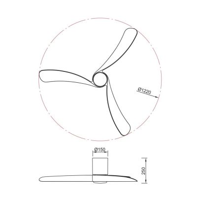 NEMO II VENTILATORE A 3 PALE D122 CM LED 19W LUCE DIMMERABILE 4 COLORI TELECOMANDO INCLUSO