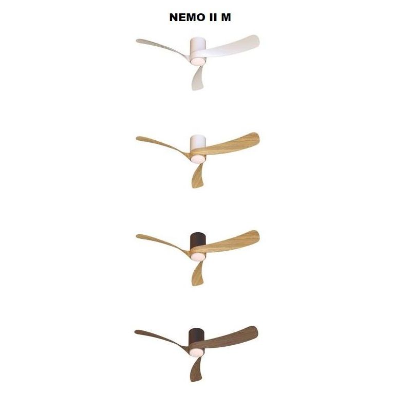 NEMO II VENTILATORE A 3 PALE D122 CM LED 19W LUCE DIMMERABILE 4 COLORI TELECOMANDO INCLUSO