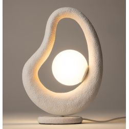 OPUS LUMETTO DA TAVOLO GRIGIO O BIANCO IN POLIRESINA POROSA LAMPADINA ATTACCO G9 DESIGN MODERNO 2
