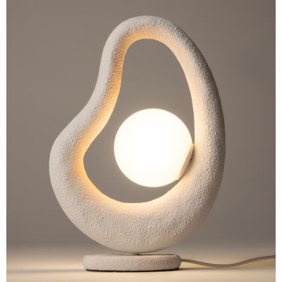 OPUS LUMETTO DA TAVOLO GRIGIO O BIANCO IN POLIRESINA POROSA LAMPADINA ATTACCO G9 DESIGN MODERNO