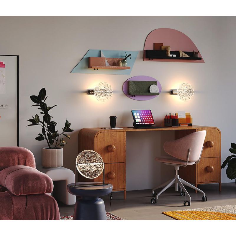 MANGATA APPLIQUE IN VETRO CON BASE CROMATA LED 7W LUCE 3000K D35CM DESIGN MODERNO