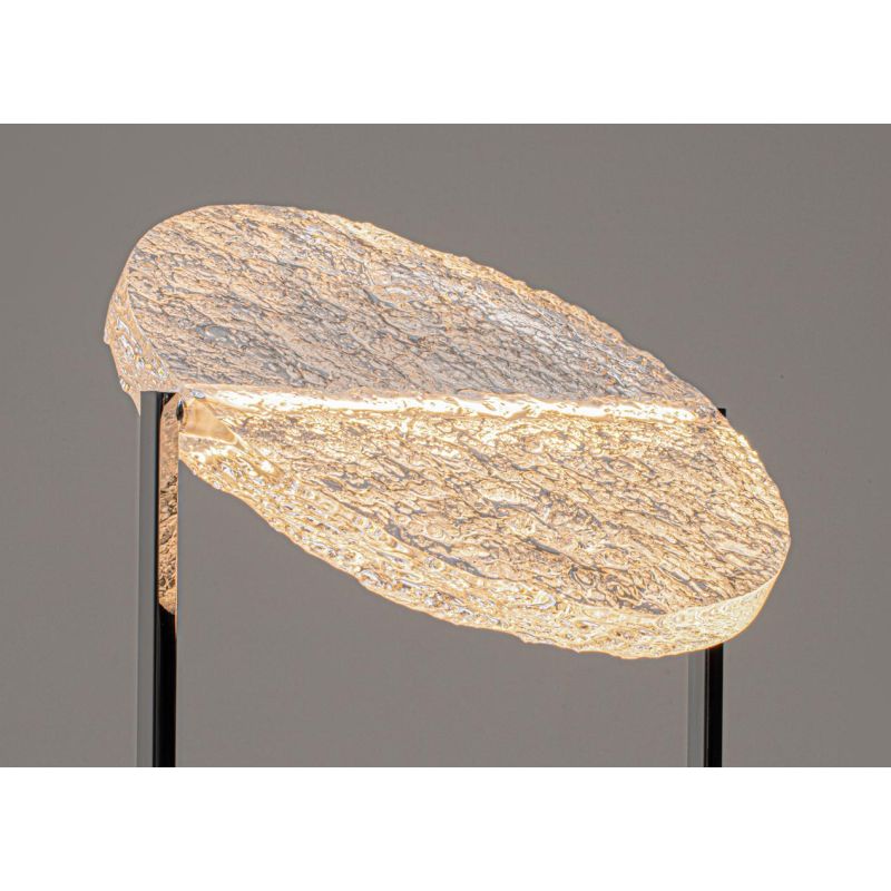 MANGATA LAMPADA DA TAVOLO IN VETRO CON BASE CROMATA LED 7W LUCE 3000K DIMMERABILE DESIGN MODERNO