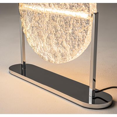 MANGATA LAMPADA DA TAVOLO IN VETRO CON BASE CROMATA LED 7W LUCE 3000K DIMMERABILE DESIGN MODERNO