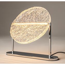 MANGATA LAMPADA DA TAVOLO IN VETRO CON BASE CROMATA LED 7W LUCE 3000K DIMMERABILE DESIGN MODERNO