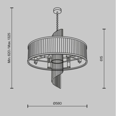 FRAME LAMPADARIO CLASSICO D58 CM IN METALLO ORO E CON VETRO TRASPARENTE RIGATO LAMPADINE ATTACCO E14