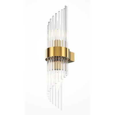 FRAME APPLIQUE CLASSICA IN VETRO TRASPARENTE RIGATO E METALLO ORO LAMPADINE ATTACCO E14