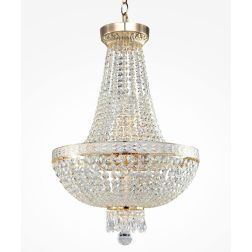 BELLA LAMPADARIO ELEGANTE CLASSICO ORO 2 MISURE CON ELEMENTI DECORATIVI IN CRISTALLO TRASPARENTE