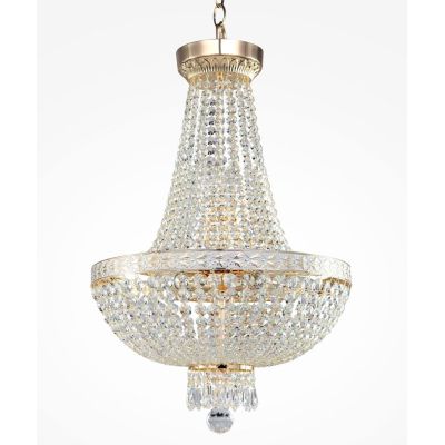 BELLA LAMPADARIO ELEGANTE CLASSICO ORO 2 MISURE CON ELEMENTI DECORATIVI IN CRISTALLO TRASPARENTE