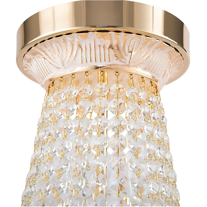 BELLA LAMPADARIO ELEGANTE CLASSICO ORO 2 MISURE CON ELEMENTI DECORATIVI IN CRISTALLO TRASPARENTE