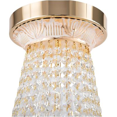 BELLA LAMPADARIO ELEGANTE CLASSICO ORO 2 MISURE CON ELEMENTI DECORATIVI IN CRISTALLO TRASPARENTE