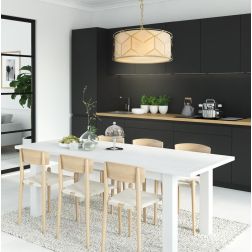 MESSINA SOSPENSIONE IN METALLO ORO CON DIFFUSORE IN TESSUTO DI LINO D43 CM LAMPADINE ATTACCO E27 2